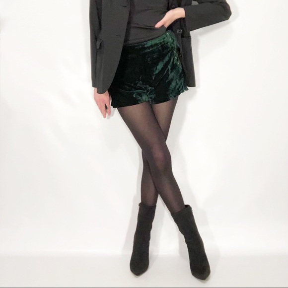 Endless Rose Pants - Endless Rose NWT Green Velvet Side Lace Up Shorts